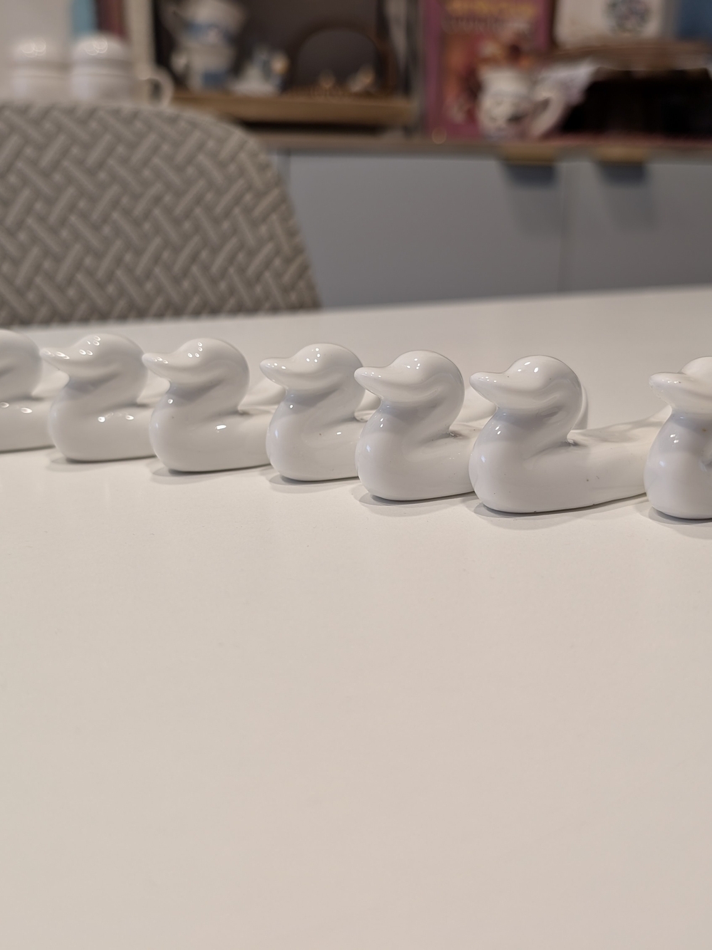 Set of White Ceramic Duck Chopstick Rests – Minimalist Table Décor - Picture 3 of 5